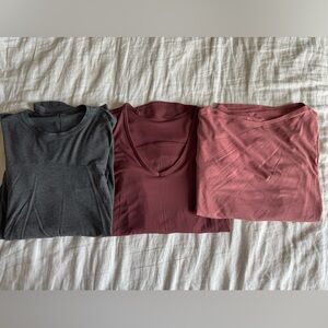lululemon athletica Women's Tops in Gray, Burgundy, and Pink
